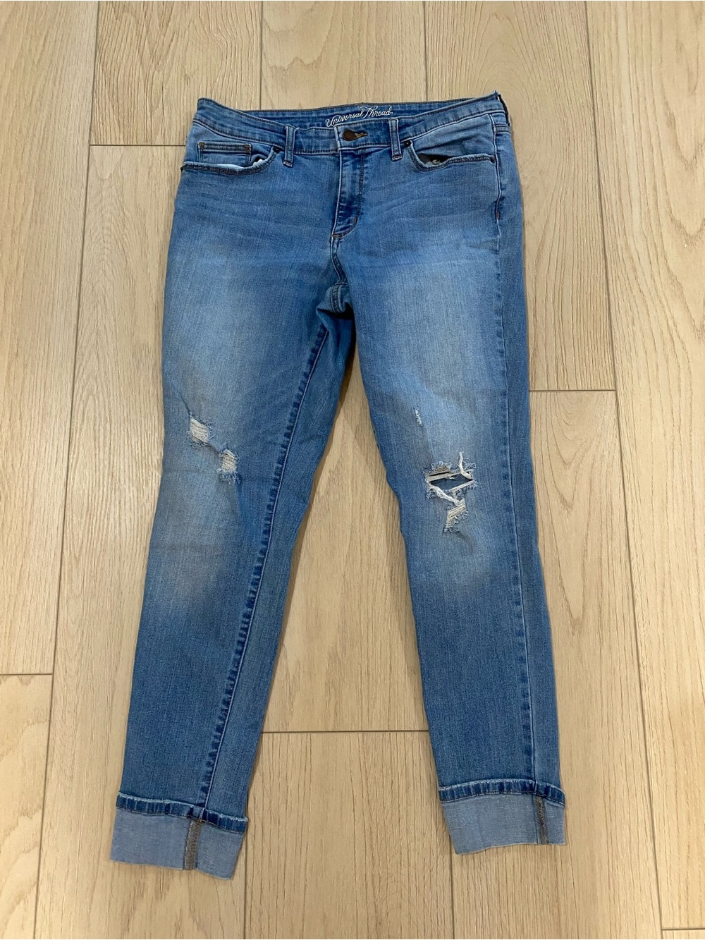 Universal Thread Light Blue Distressed Boyfriend Jeans